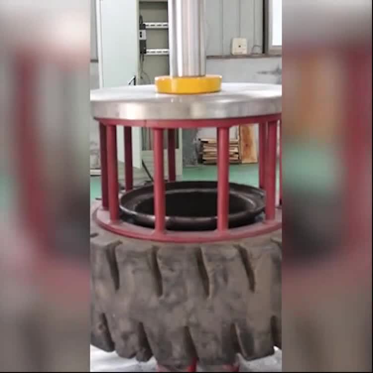 100吨压胎机小龙门液压机试机视频