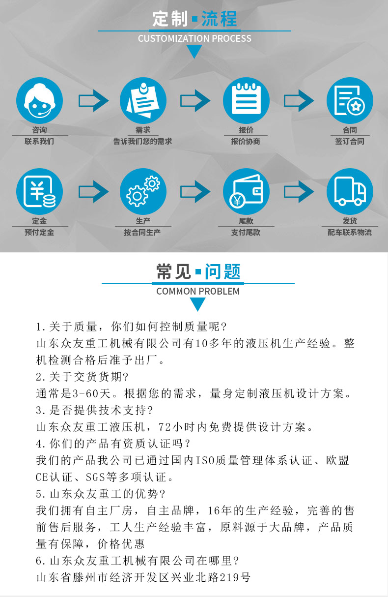 630吨四柱硅酸盖板液压机 630T复合材料成型热压油压机三梁四柱 定制流程